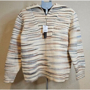 NWT Womans Size M Preswick & Moore Tan Beige Sweater 1/4 Zip Acrylic & Polyester